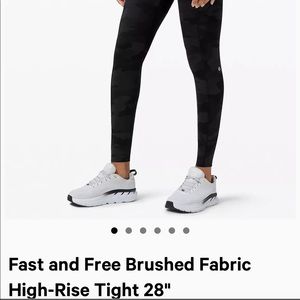 NWOT Lululemon Fast and Free Brushed Fabric High-Rise Tights 28” Sz6